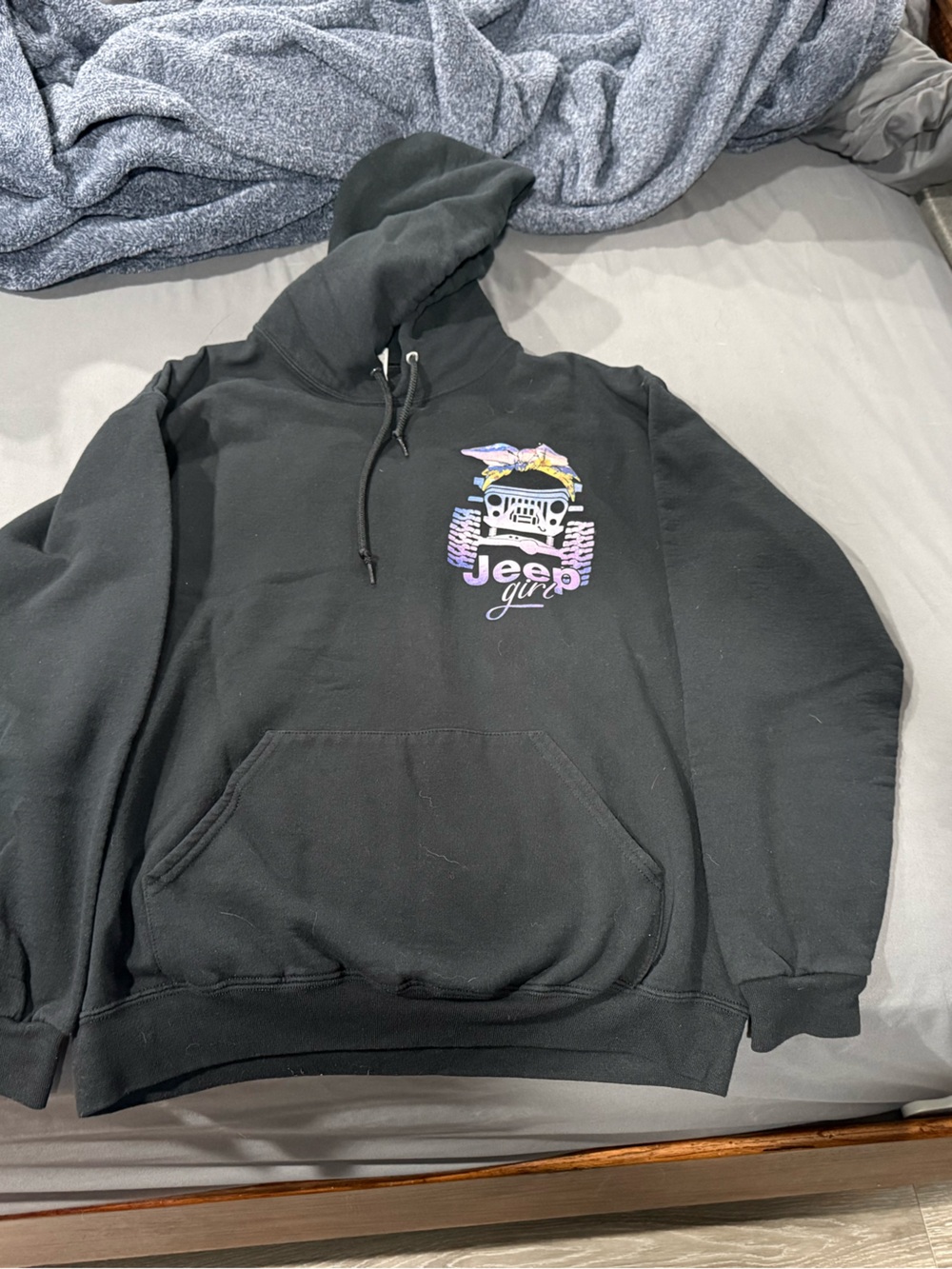 Black & Purple Jeep Girl Pullover Hoodie with Colorful Logo